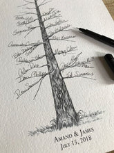 Load image into Gallery viewer, Wedding Guest Book Alternative Pine Tree, Guests Signatures, Print, Guestbook, Wedding, Bridal Shower, Family Reunion, Housewarming, Rustic
