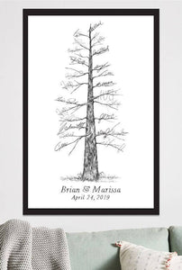 Wedding Guest Book Alternative Pine Tree, Guests Signatures, Print, Guestbook, Wedding, Bridal Shower, Family Reunion, Housewarming, Rustic
