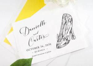 Cinderella's Glass Slipper Fairytale Save the Dates, STD, Fairytale Wedding, Save the Date Cards, Disney (set of 25 cards and envelopes)
