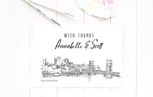 Load image into Gallery viewer, Sacramento Skyline Thank You Cards, Personal Note Cards, Bridal Shower Thank you Card Set, Corporate Thank you Cards (set of 25 cards)
