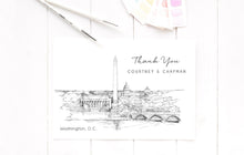 Load image into Gallery viewer, Washington, D.C. Memorial Thank You Cards, Personal Note Cards, Bridal Shower Thank you Card Set, Corporate Thank you Card (set of 25 cards)
