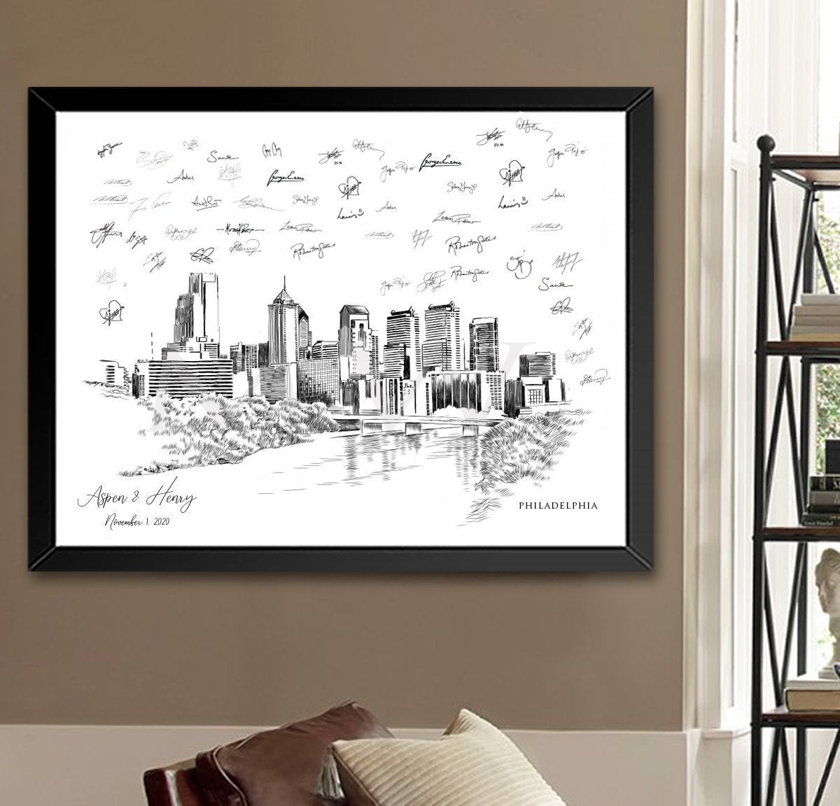 Selling Philadelphia Wedding Alternative Guest Book, PA Wedding Skyline, Guestbook, Wedding Guestbook, Philadelphia, PA, Philadelphia Skyline