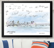 Load image into Gallery viewer, San Diego Watercolor Skyline Guestbook Print, Guest Book, San Diego, CA, Bridal Shower, Wedding, Custom, Alternative Guest Book, Sign in
