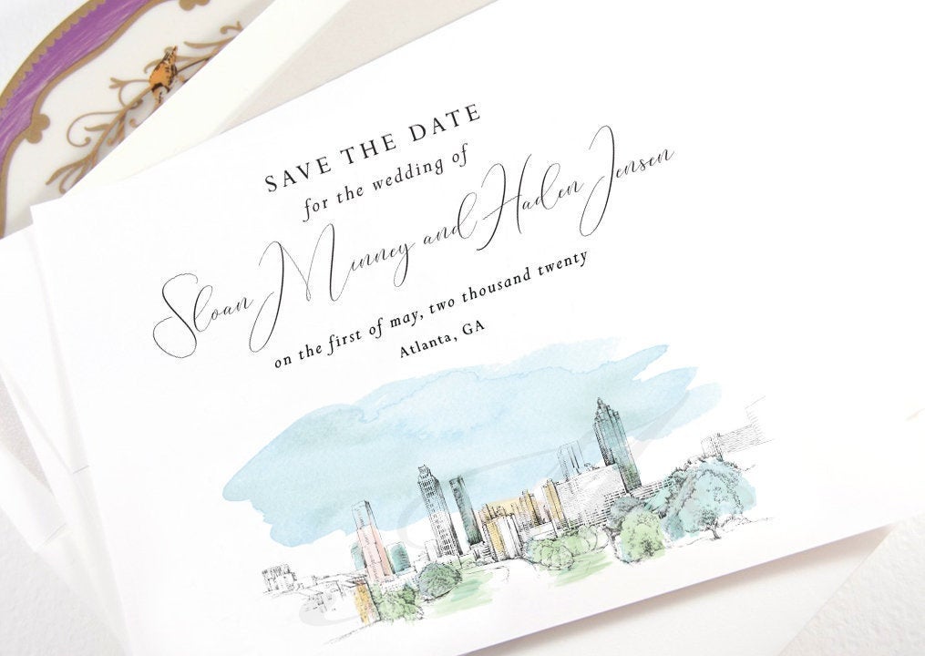 Atlanta Bridge View Save the Date Cards, Wedding Save the Dates, Walking Dead Bridge, STD, Atlanta Wedding (set of 25 cards and envelopes)