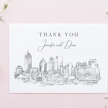 Load image into Gallery viewer, Atlanta Skyline Thank You Cards, Personal Note Cards, Bridal Shower, Real Estate Agent, Corporate Thank you Cards, Georgia (set of 25 cards)

