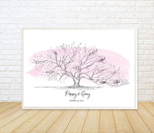 Load image into Gallery viewer, NEW! Cherry Blossom Wedding Guest Book Alternative Watercolor, Pink, Cherry Tree, Boho, Guests Signatures, Print, Guestbook, Bridal Shower
