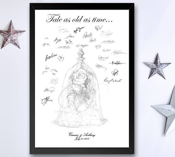 Beauty and the Beast 2017 Inspired Guestbook Print, Guest Book, Fairytale, Bridal Shower, Wedding, Disney, Rose & Dome (8 x 10 - 24 x 36)
