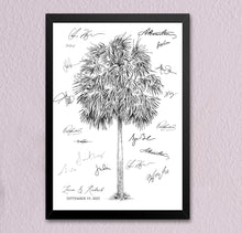 Load image into Gallery viewer, New! Palmetto Palm Guestbook Wedding, Alternative Guest Book, Charleston Wedding, Tree, Wedding Guestbook, Party Supplies, Bridal Shower
