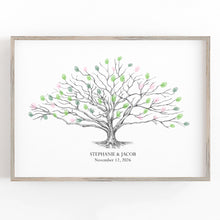 Load image into Gallery viewer, Wedding Guest Book Alternative, Thumbprint Tree, Low Oak, Fingerprint Guestbook, Bridal Shower, Family Reunion, Wedding, Rustic, Baby Shower
