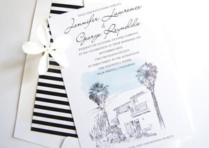 O'Donnell House Palm Springs Skyline Wedding Invitation, Destination Wedding  (Sold in Sets of 10 Invitations, RSVP Cards + Envelopes)