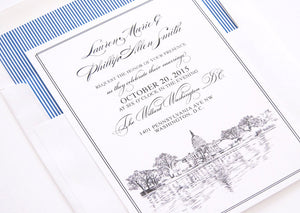 Washington DC Skyline Wedding Invitation, Capital Hill,  DC Weddings, Washington D.C. Wedding  (10 Invitations, RSVP Cards + Envelopes)