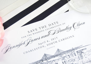 Charleston Save the Dates, Charleston Skyline, Charleston Wedding, Charleston Bridge, STD, South Carolina Save the Date Cards (set of 25)