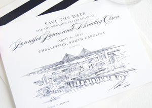 Charleston Save the Dates, Charleston Skyline, Charleston Wedding, Charleston Bridge, STD, South Carolina Save the Date Cards (set of 25)