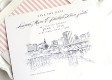 Load image into Gallery viewer, Hartford, Conneticut Skyline Save the Date Cards (set of 25 cards and white envelopes)
