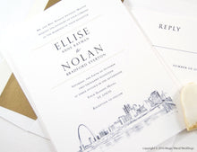 Load image into Gallery viewer, St. Louis Skyline Wedding Invitation, Saint Louis Weddings, Missouri (Sold in Sets of 10 Invitations, RSVP Cards + Envelopes)
