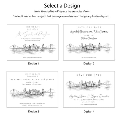 Chicago Skyline Save the Date Cards – Personalized Chicago Wedding Save the Dates (Set of 25)