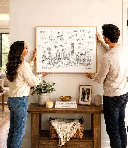 Atlanta Wedding Guest Book Alternative | Personalized Skyline Guestbook