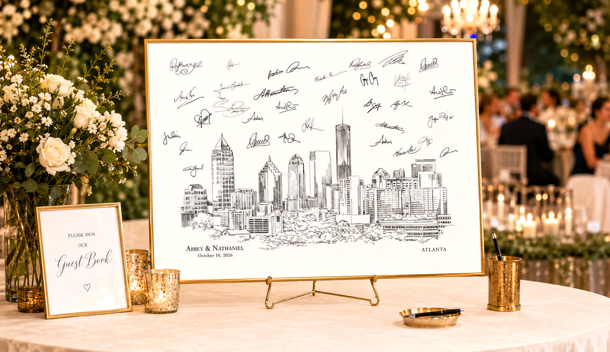 Atlanta Wedding Guest Book Alternative | Personalized Skyline Guestbook