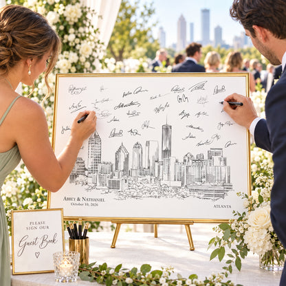 Atlanta Wedding Guest Book Alternative | Personalized Skyline Guestbook