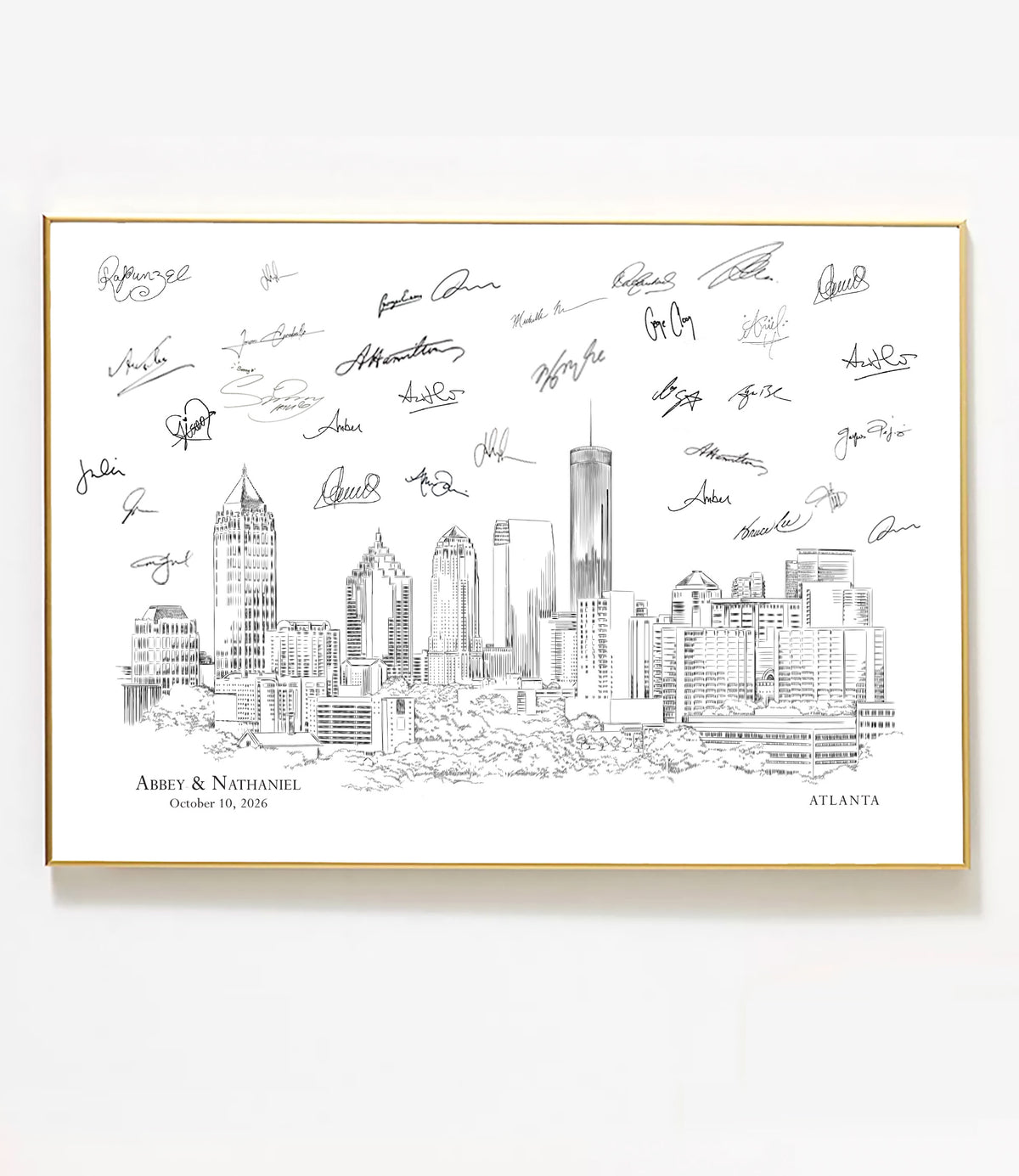 Atlanta Wedding Guest Book Alternative | Personalized Skyline Guestbook