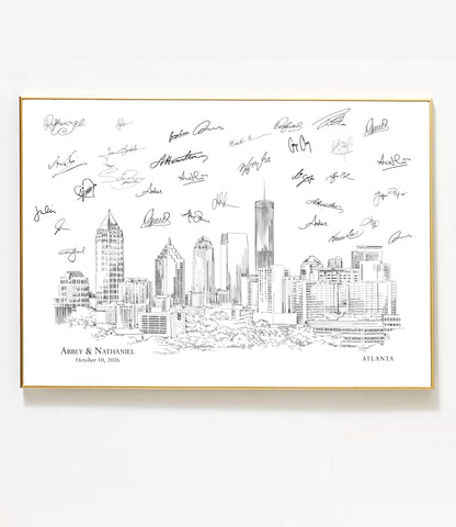 Atlanta Wedding Guest Book Alternative | Personalized Skyline Guestbook