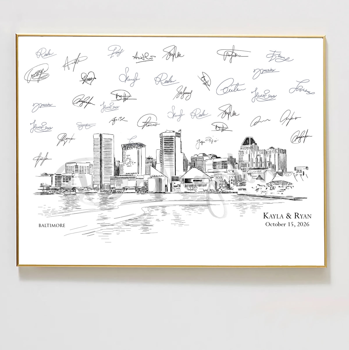 Baltimore Wedding Guest Book Alternative | Personalized Skyline Guestbook