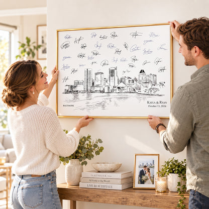 Baltimore Wedding Guest Book Alternative | Personalized Skyline Guestbook