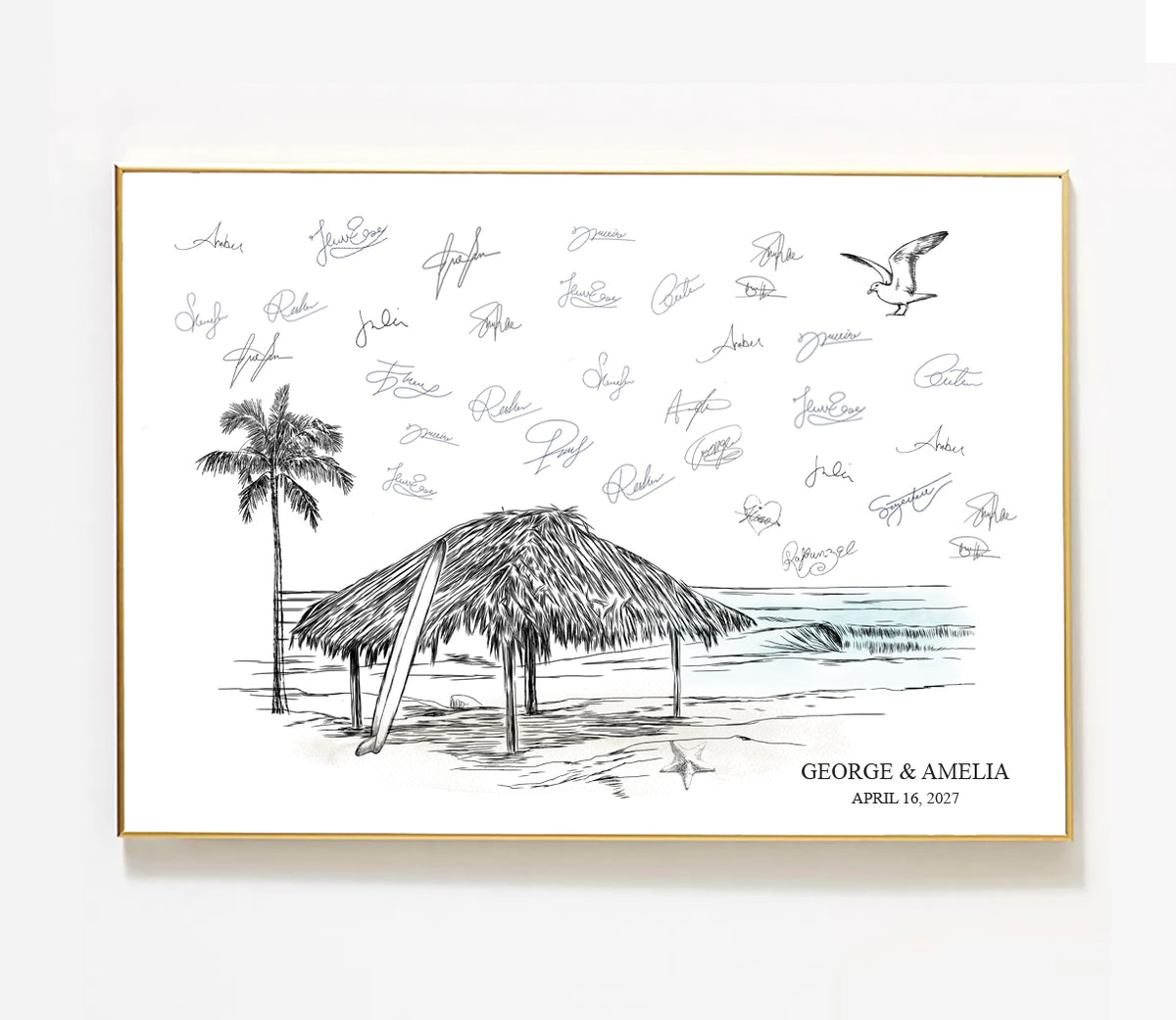 Beach Wedding Guest Book Alternative | Personalized Coastal Guestbook