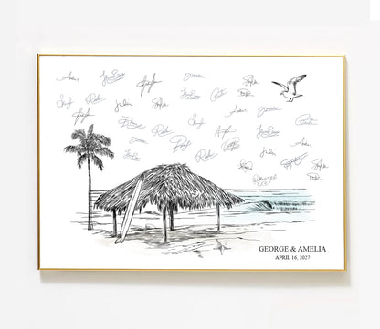 Beach Wedding Guest Book Alternative | Personalized Coastal Guestbook