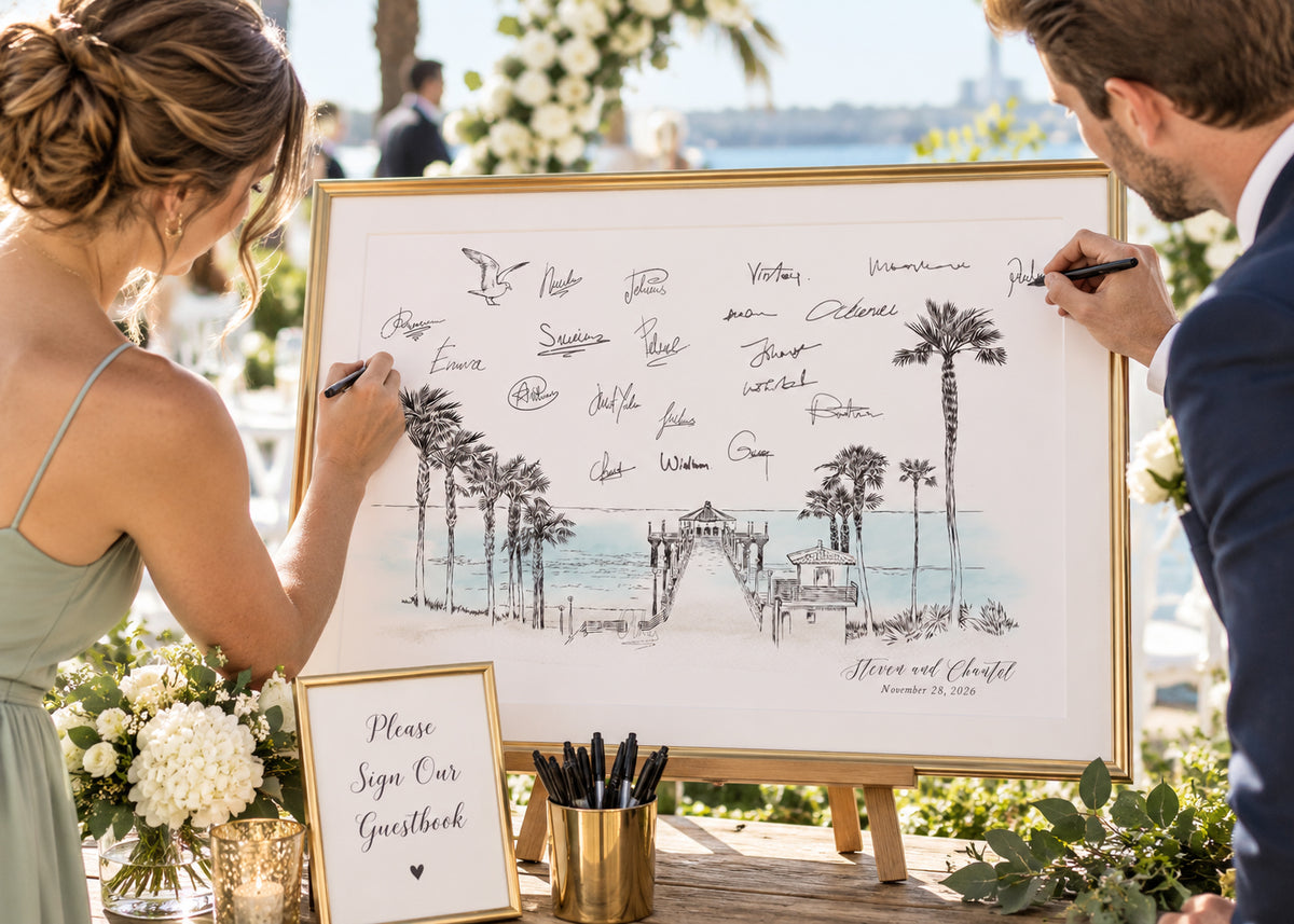 Beach Wedding Guest Book Alternative | Personalized Coastal Guestbook