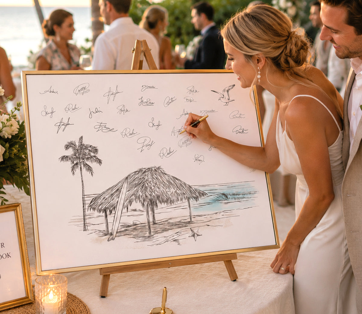 Beach Wedding Guest Book Alternative | Personalized Coastal Guestbook