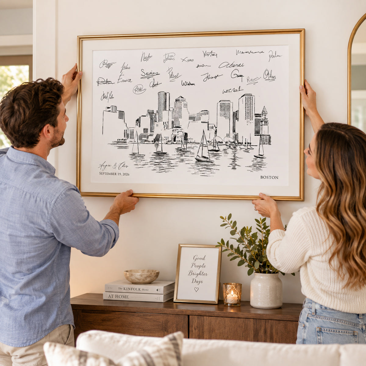 Boston Wedding Guest Book Alternative | Personalized Skyline Guestbook