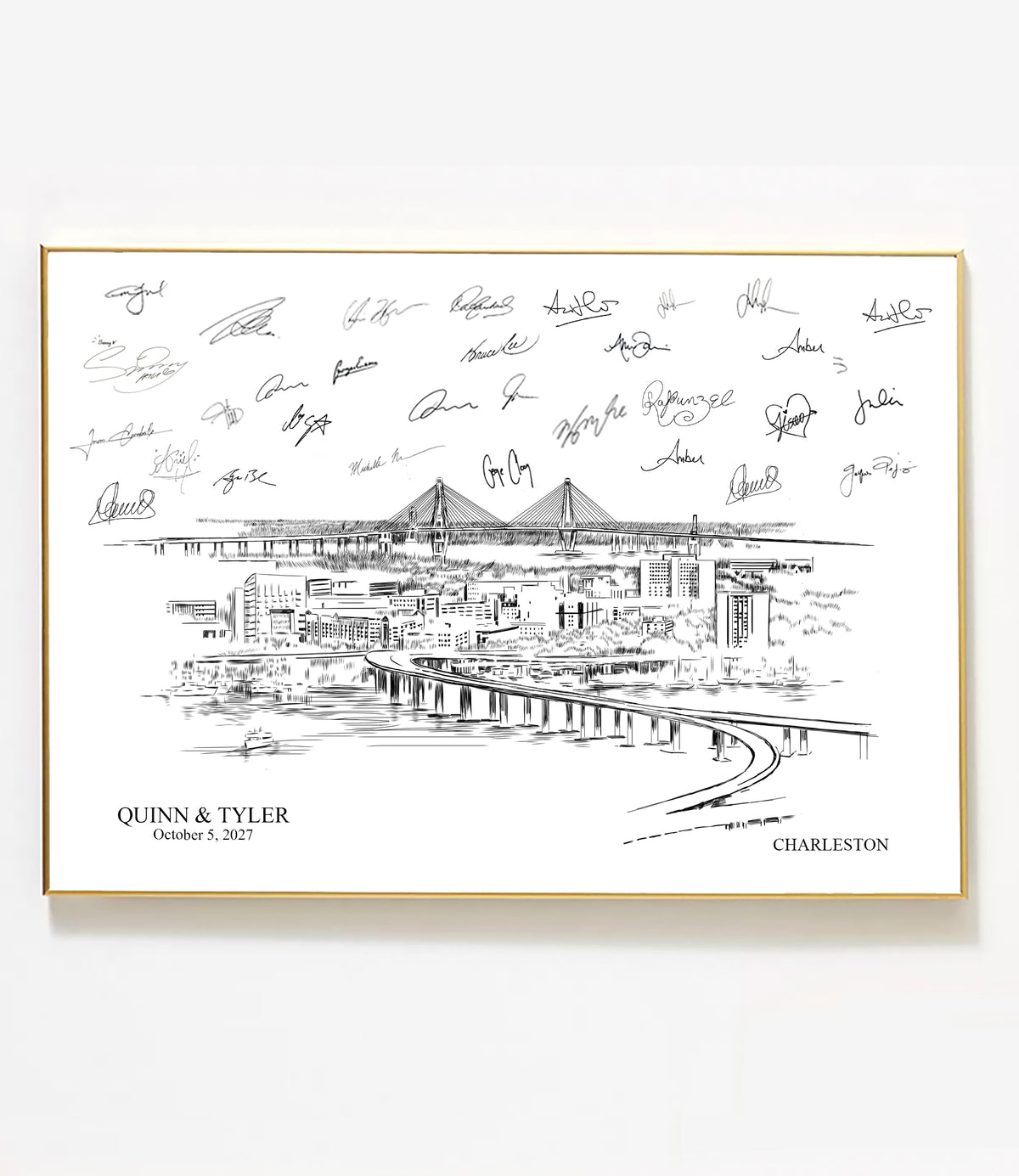 Charleston Wedding Guest Book Alternative | Personalized Skyline Guestbook