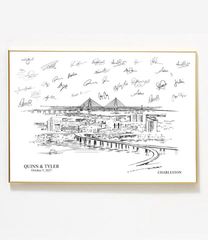 Charleston Wedding Guest Book Alternative | Personalized Skyline Guestbook