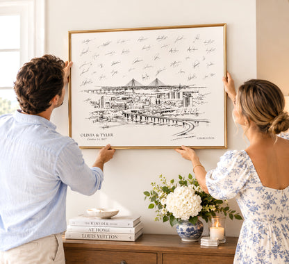 Charleston Wedding Guest Book Alternative | Personalized Skyline Guestbook