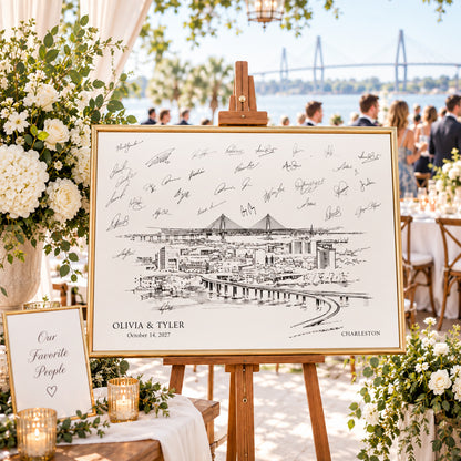 Charleston Wedding Guest Book Alternative | Personalized Skyline Guestbook