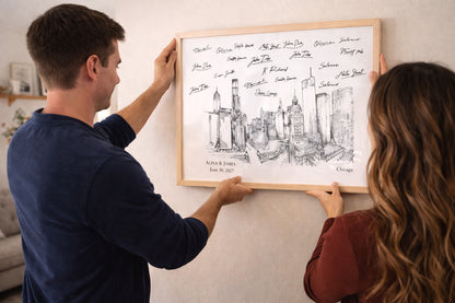 Chicago Skyline Wedding Guest Book Alternative | Personalized Chicago Wedding Guest Book Sign | Chicago Skyline Wedding Decor