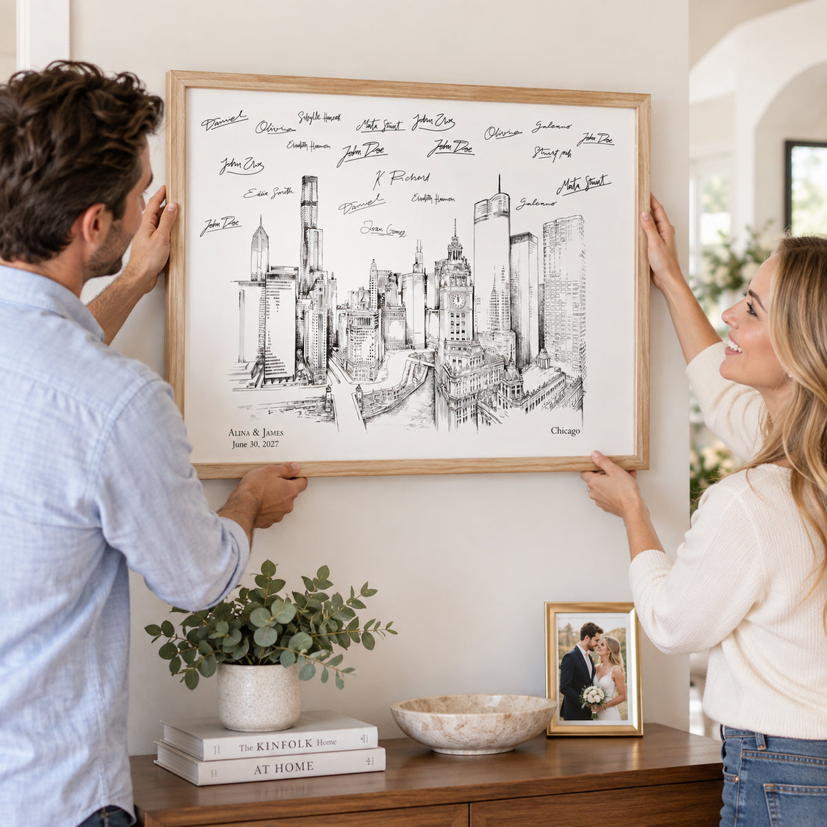 Chicago Wedding Guest Book Alternative | Personalized Skyline Guestbook