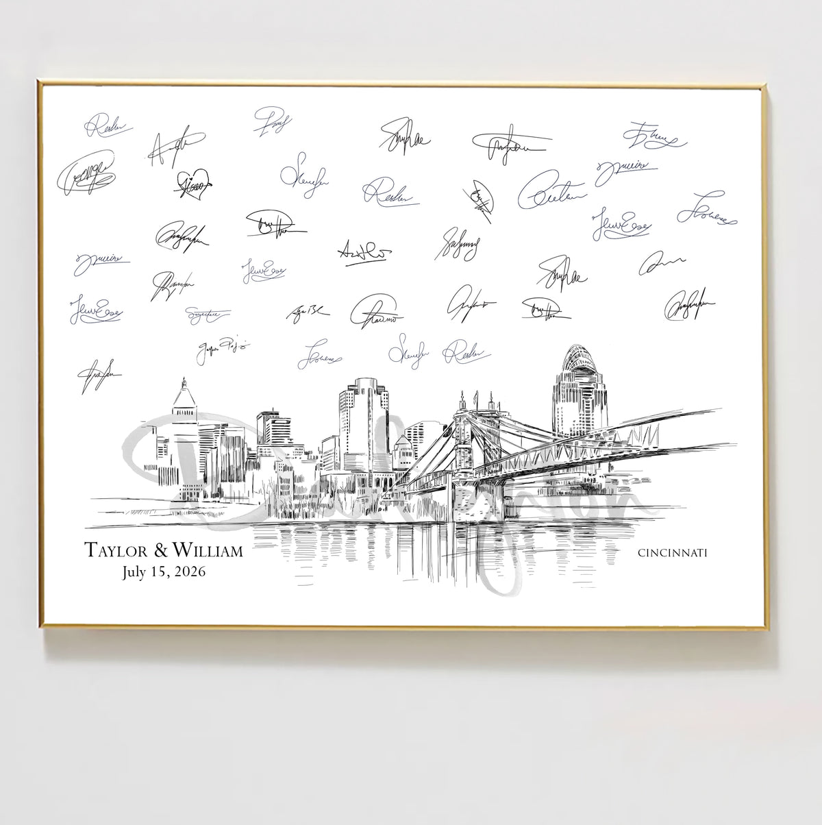 Cincinnati Wedding Guest Book Alternative | Personalized Skyline Guestbook