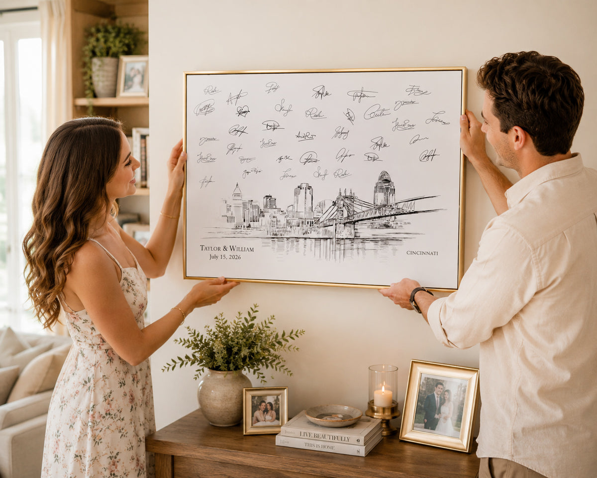 Cincinnati Wedding Guest Book Alternative | Personalized Skyline Guestbook