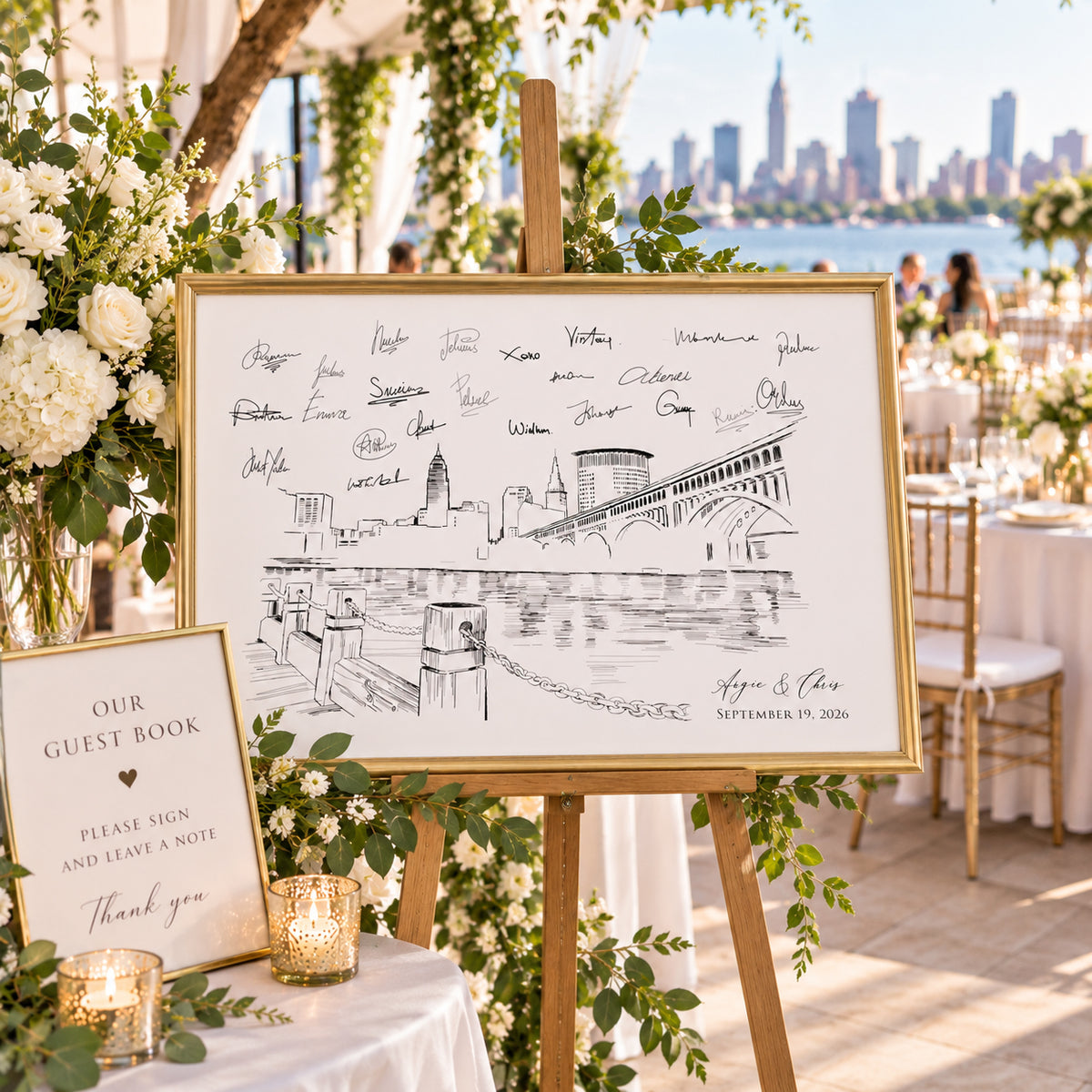 Cleveland Wedding Guest Book Alternative | Personalized Skyline Guestbook