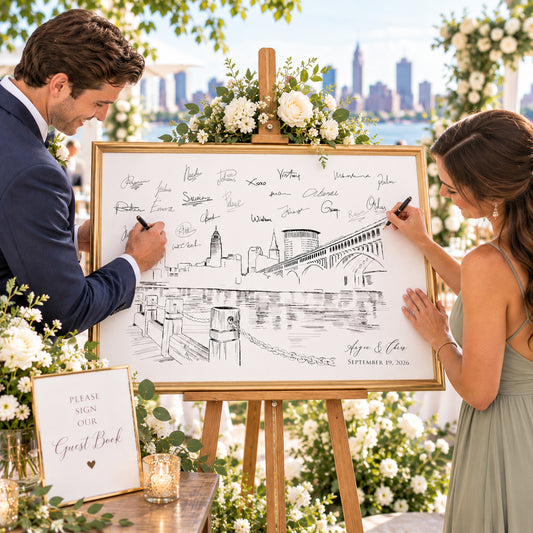Cleveland Wedding Guest Book Alternative | Personalized Skyline Guestbook