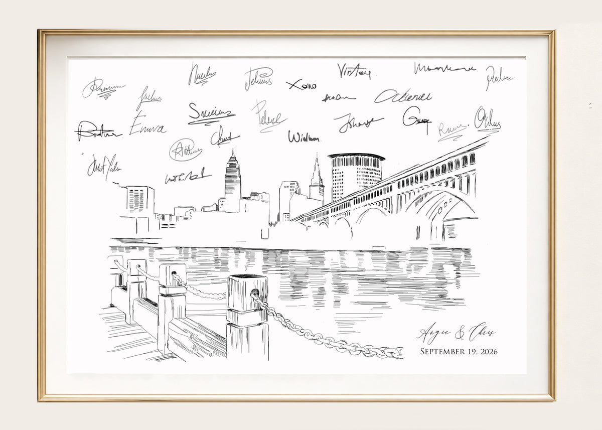 Cleveland Wedding Guest Book Alternative | Personalized Skyline Guestbook