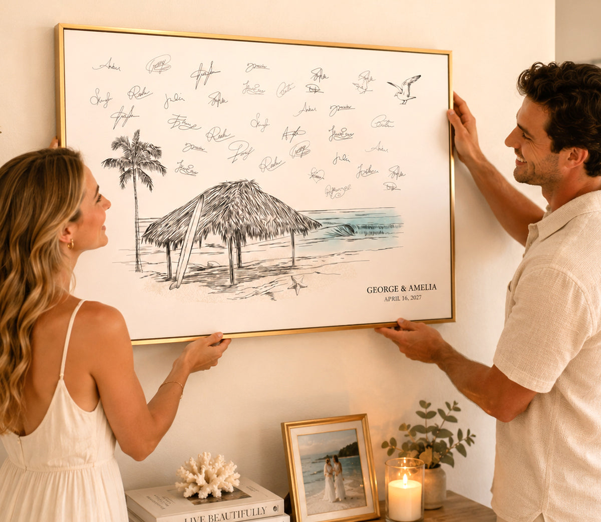 Beach Wedding Guest Book Alternative | Personalized Coastal Guestbook