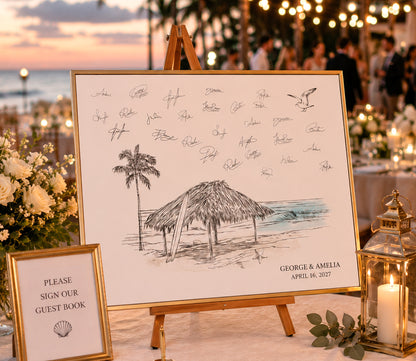 Beach Wedding Guest Book Alternative | Personalized Coastal Guestbook