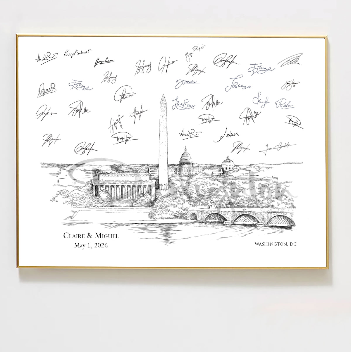 Washington DC Wedding Guest Book Alternative | Skyline Guestbook