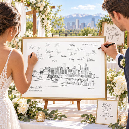 Denver Wedding Guest Book Alternative | Personalized Skyline Guestbook