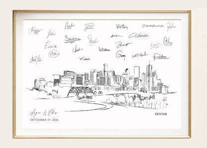 Denver Wedding Guest Book Alternative | Personalized Skyline Guestbook