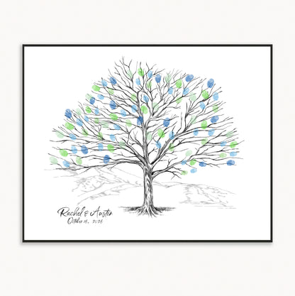 Elm Tree Fingerprint Wedding Guest Book