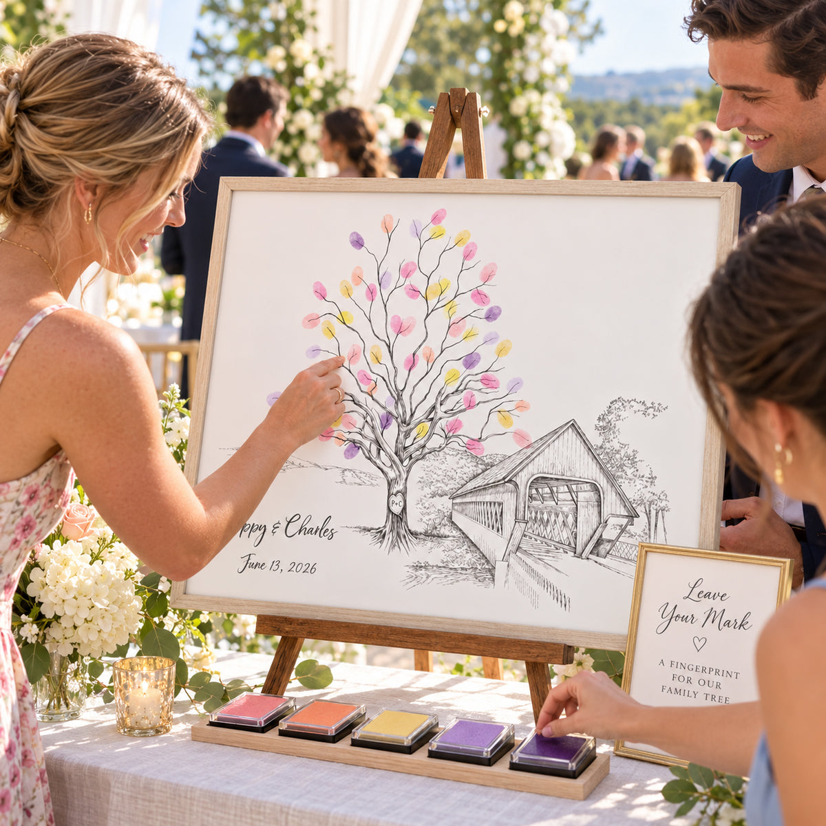 Fingerprint Tree Wedding Guest Book Alternative | Covered Bridge Guestbook